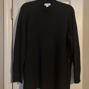 Liz Claiborne Women's Black Crewneck Sweater with Button Accents